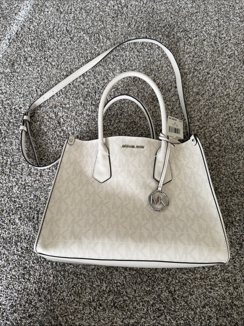 Michael Kors Cream MK Logo Satchel with Detachable Strap